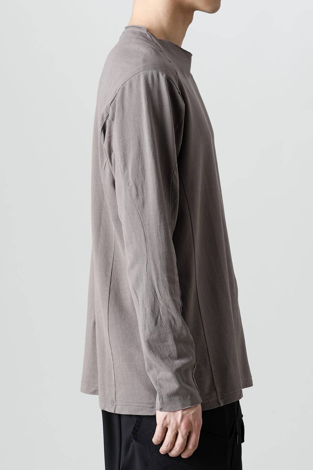 ロングスリーブ 和紙ジャージー チャコールダイ  ライトグレー