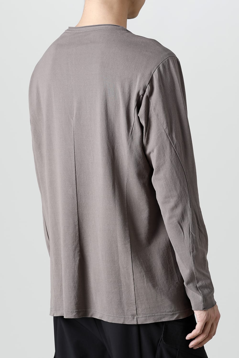 ロングスリーブ 和紙ジャージー チャコールダイ  ライトグレー