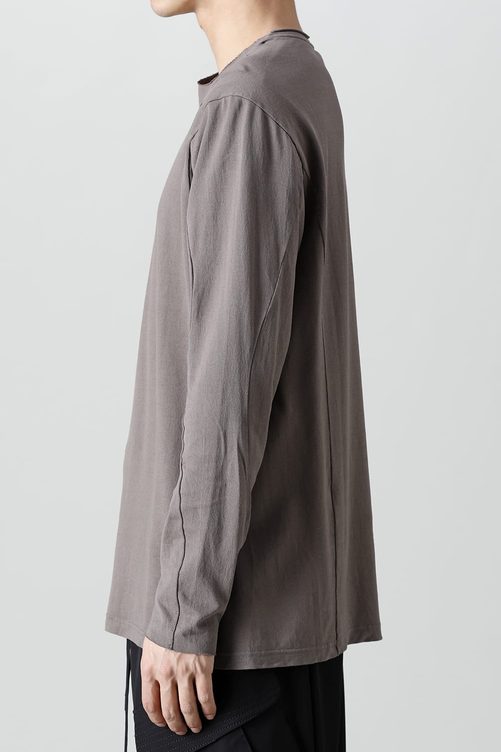 ロングスリーブ 和紙ジャージー チャコールダイ  ライトグレー