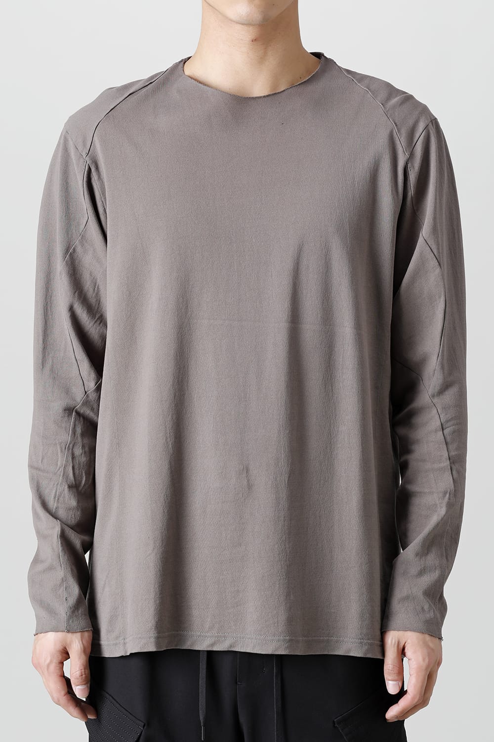 ロングスリーブ 和紙ジャージー チャコールダイ  ライトグレー