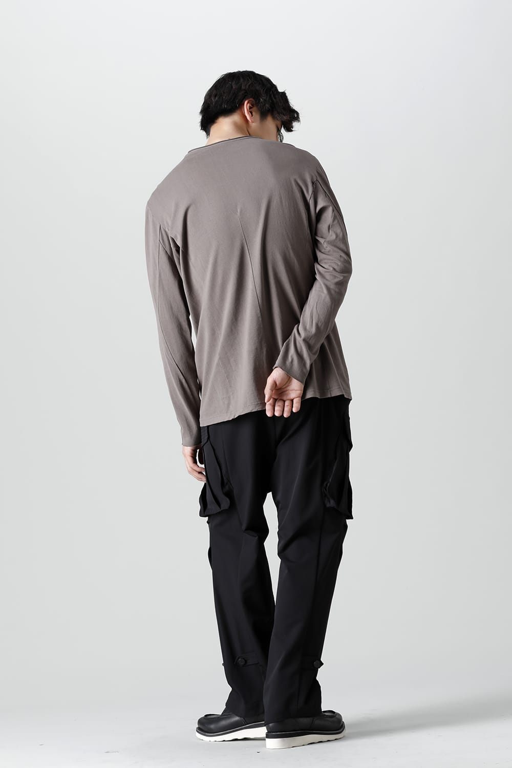 ロングスリーブ 和紙ジャージー チャコールダイ  ライトグレー