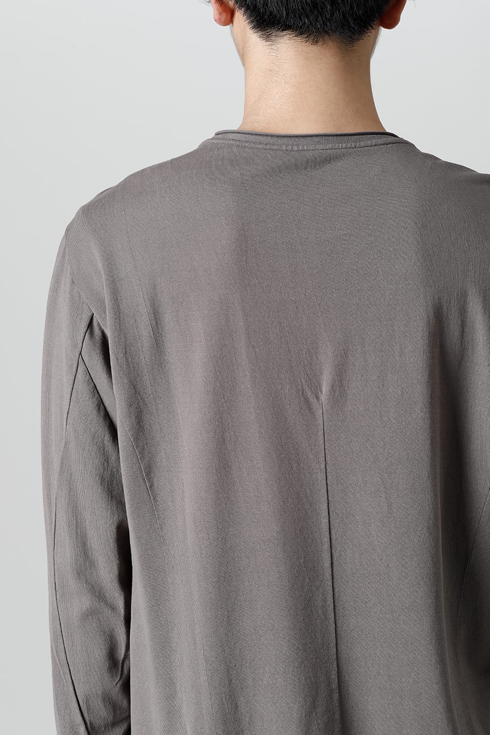 ロングスリーブ 和紙ジャージー チャコールダイ  ライトグレー