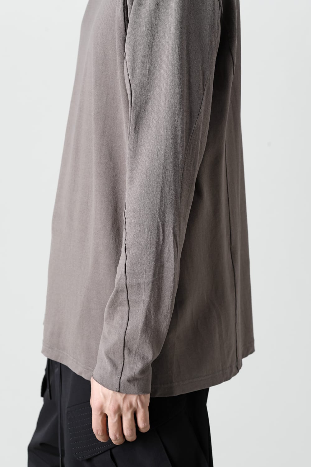 ロングスリーブ 和紙ジャージー チャコールダイ  ライトグレー