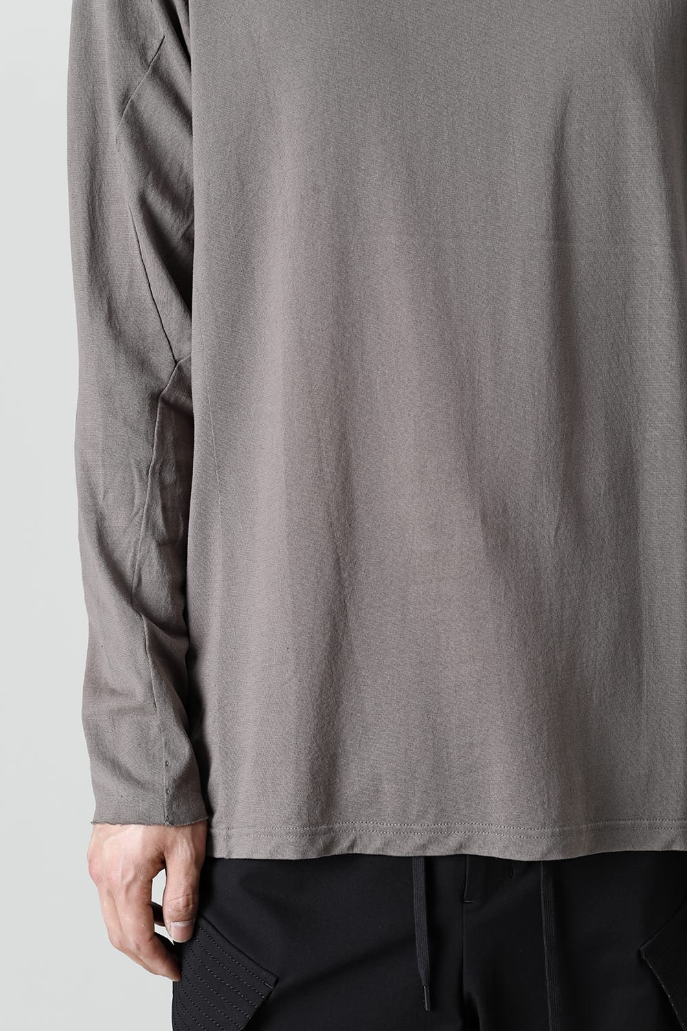 ロングスリーブ 和紙ジャージー チャコールダイ  ライトグレー