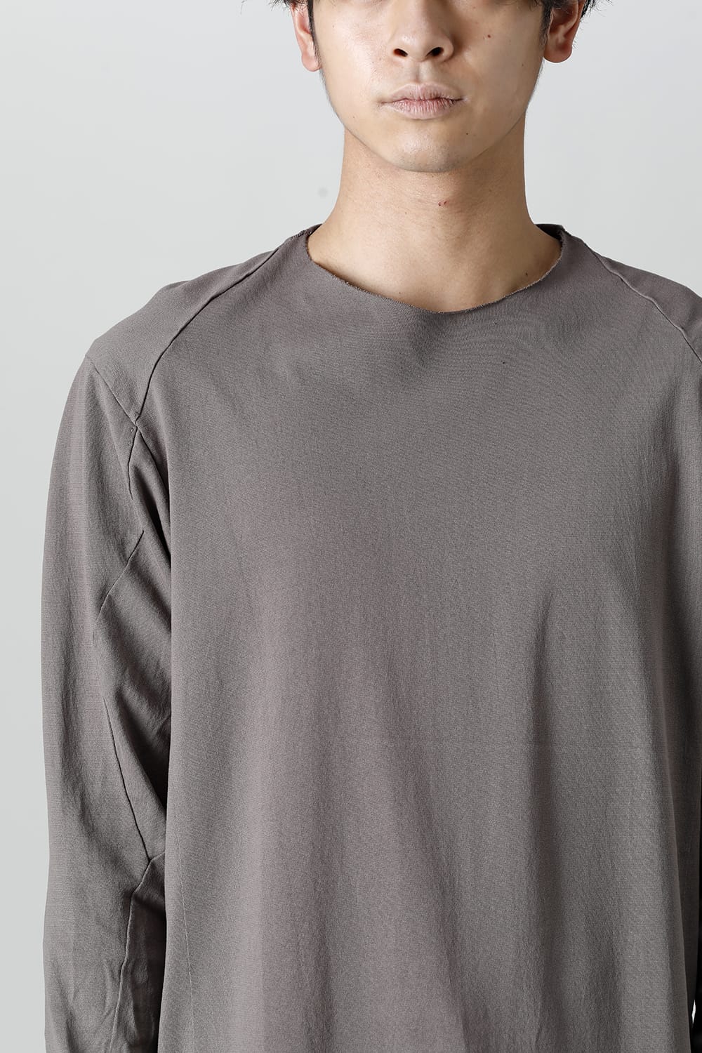 ロングスリーブ 和紙ジャージー チャコールダイ  ライトグレー