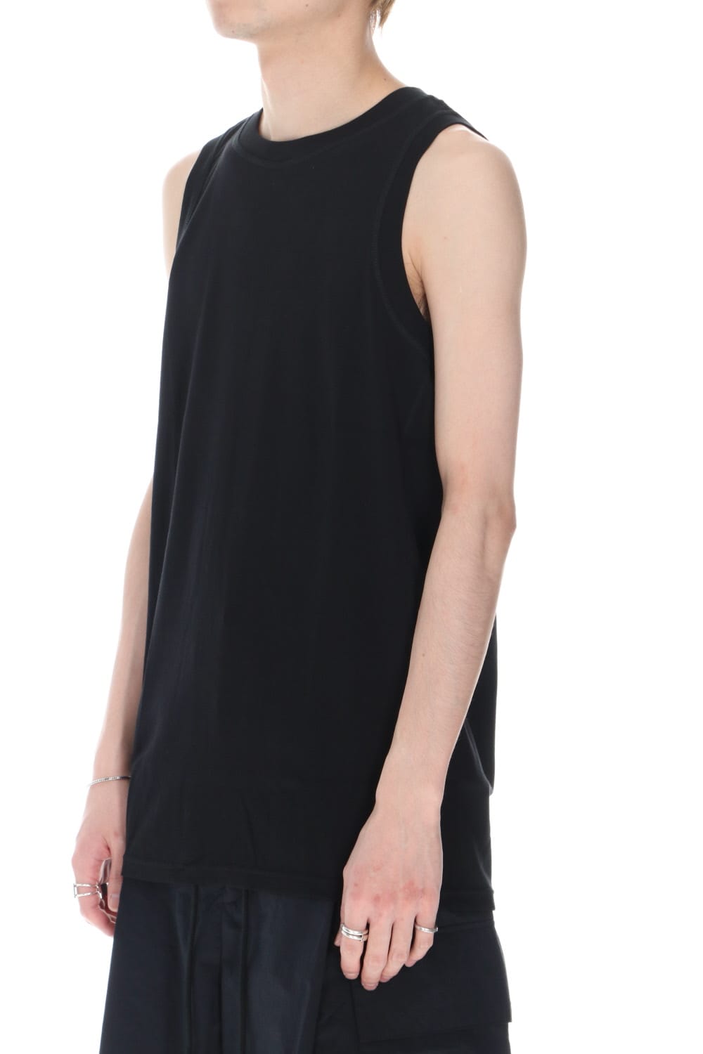 Tank top egyptian cotton interlock jersey (SUVIN) Black