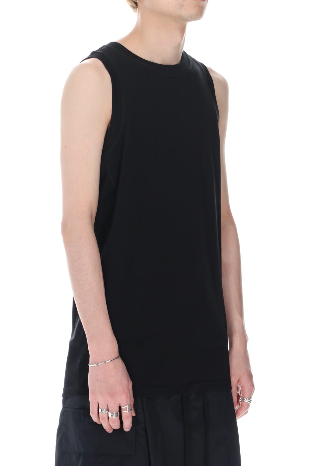 Tank top egyptian cotton interlock jersey (SUVIN) Black