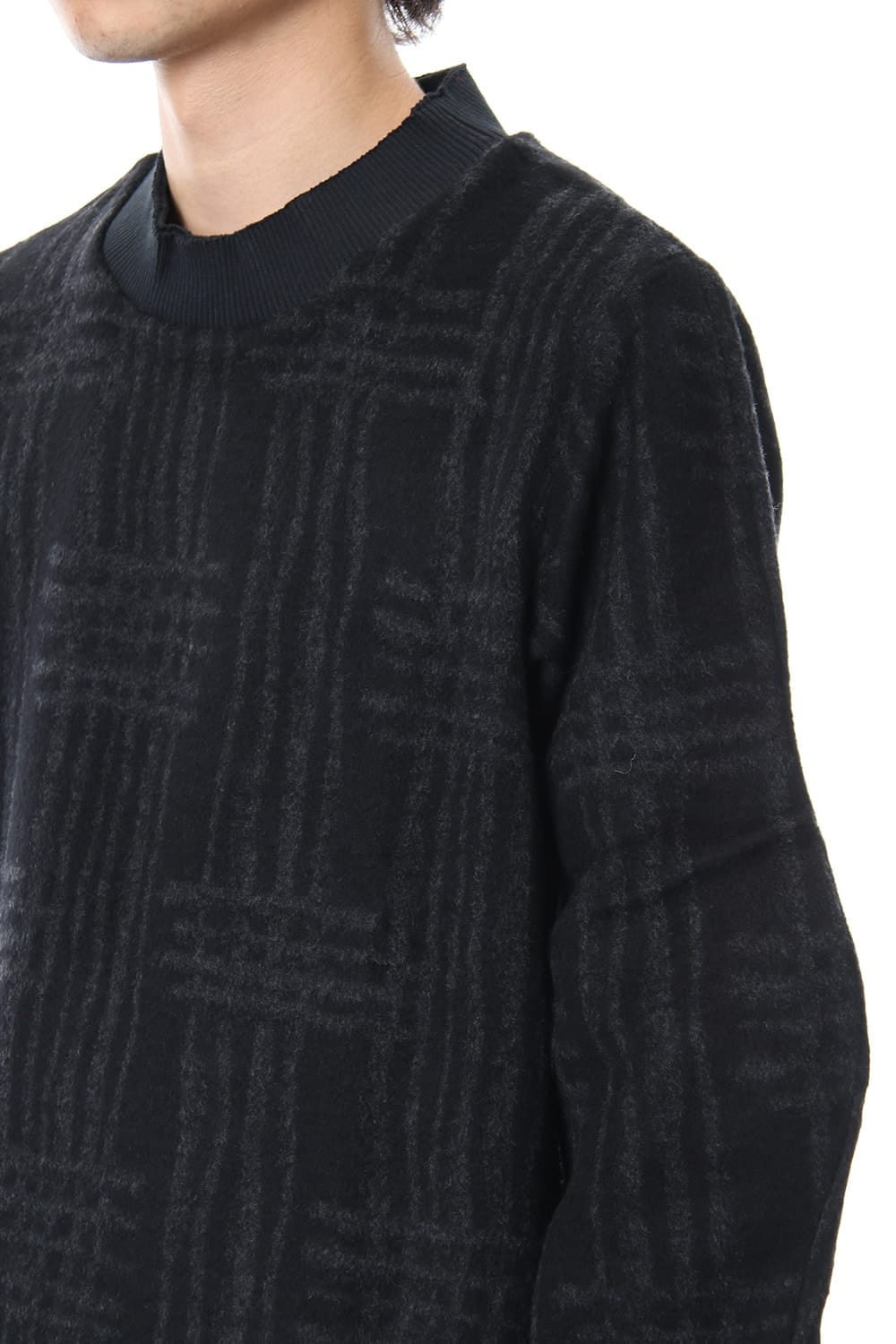Pullover CT63 Grid Pattern Jaquard Wool Beaver Finished