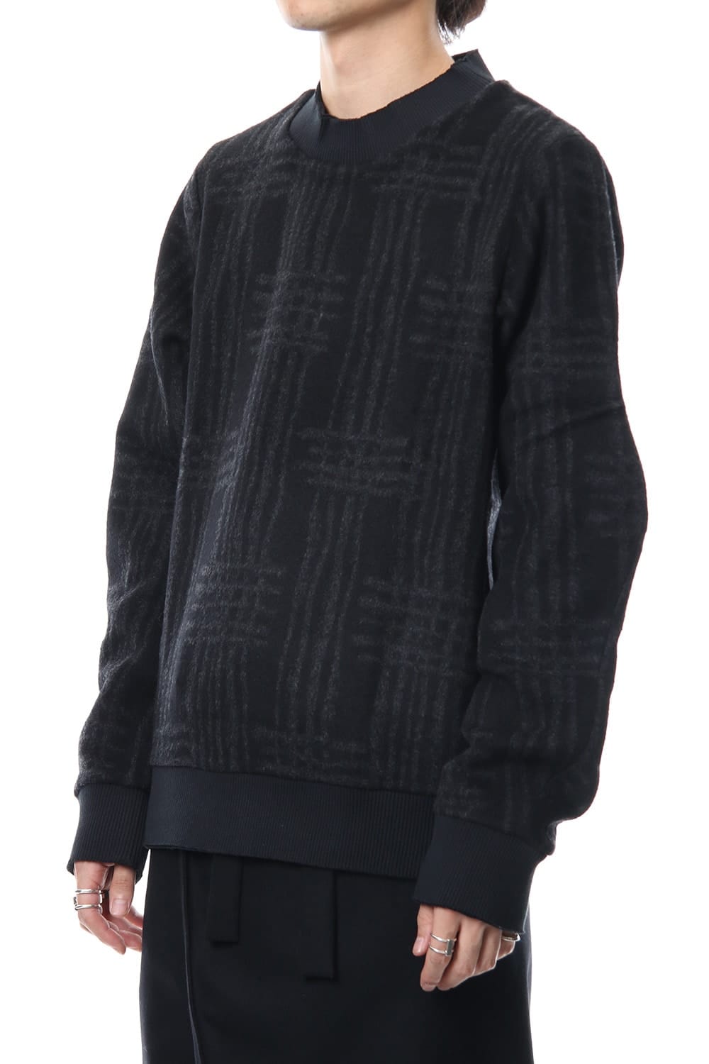 Pullover CT63 Grid Pattern Jaquard Wool Beaver Finished