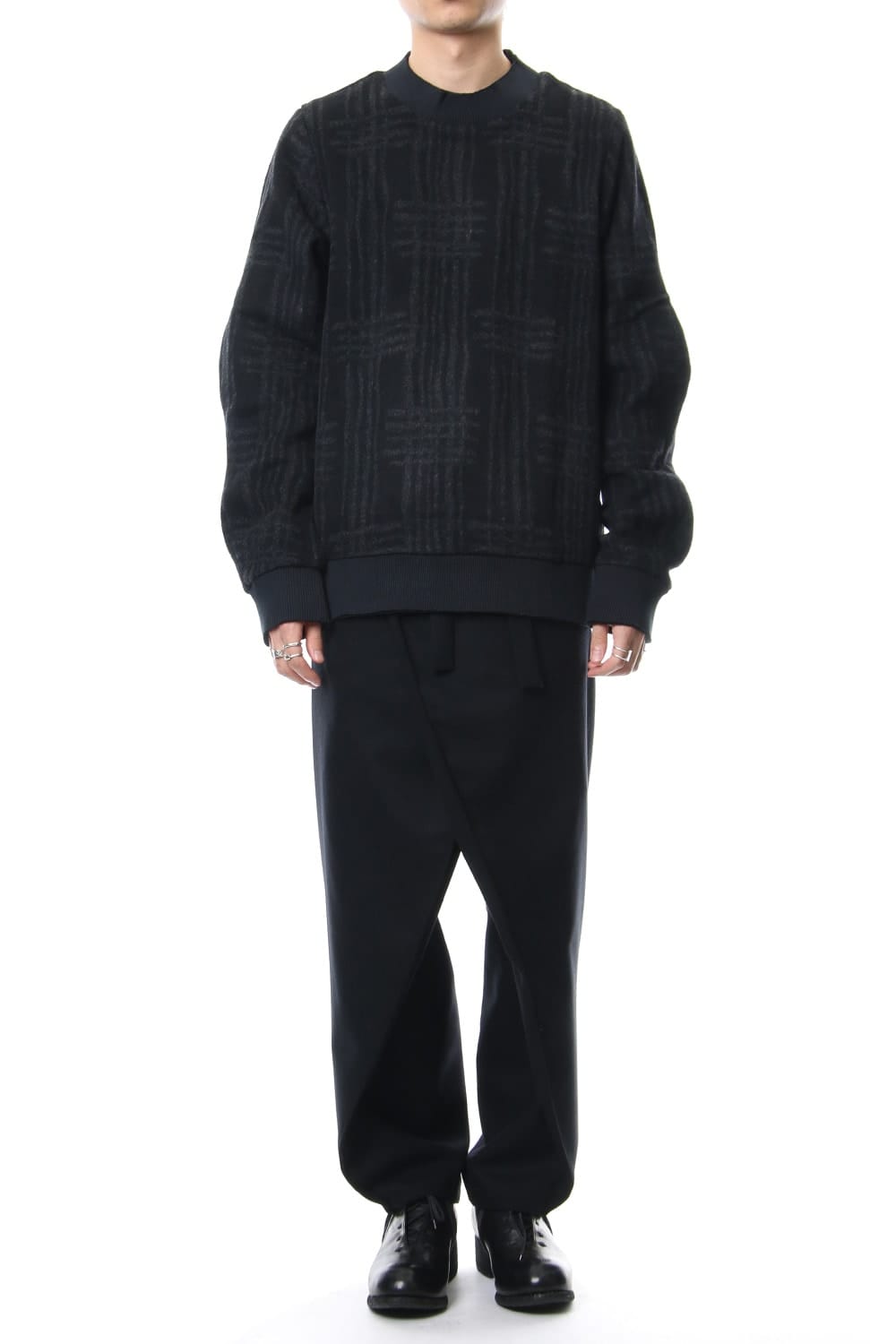 Pullover CT63 Grid Pattern Jaquard Wool Beaver Finished