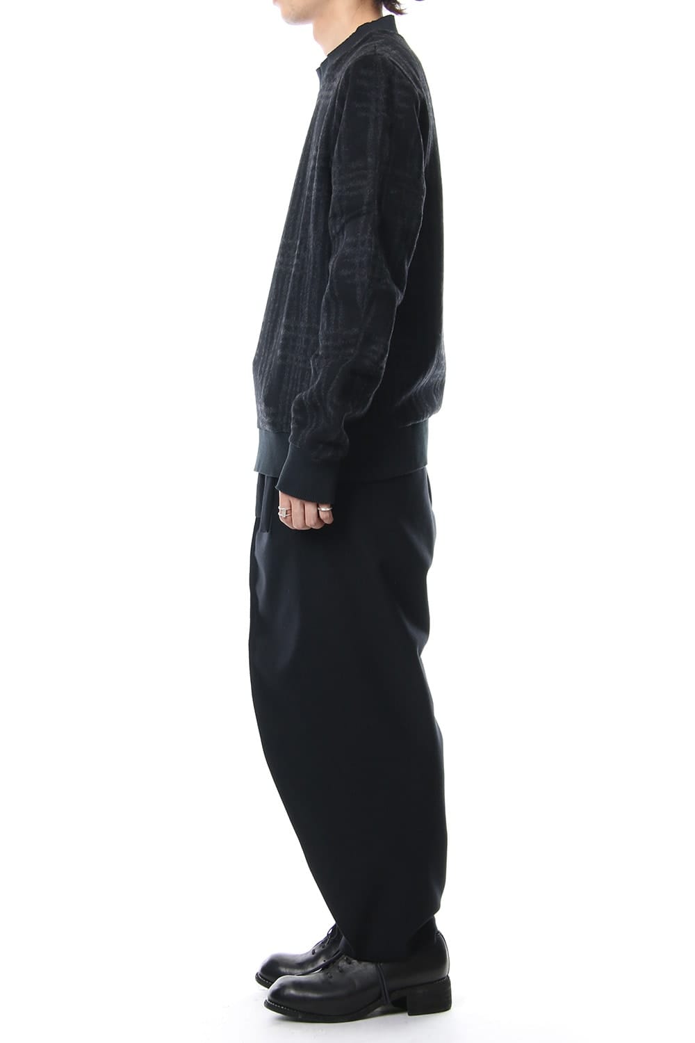 Pullover CT63 Grid Pattern Jaquard Wool Beaver Finished