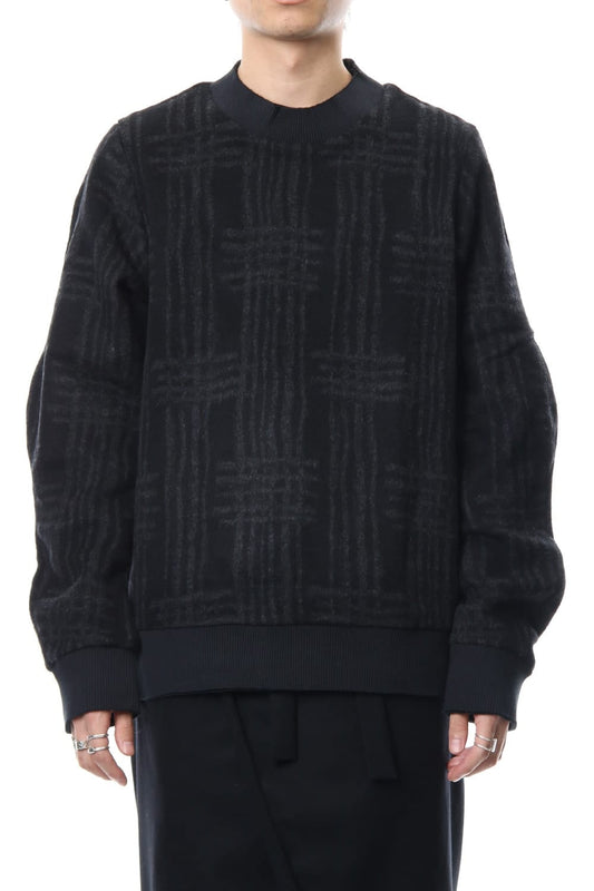 Pullover CT63 Grid Pattern Jaquard Wool Beaver Finished