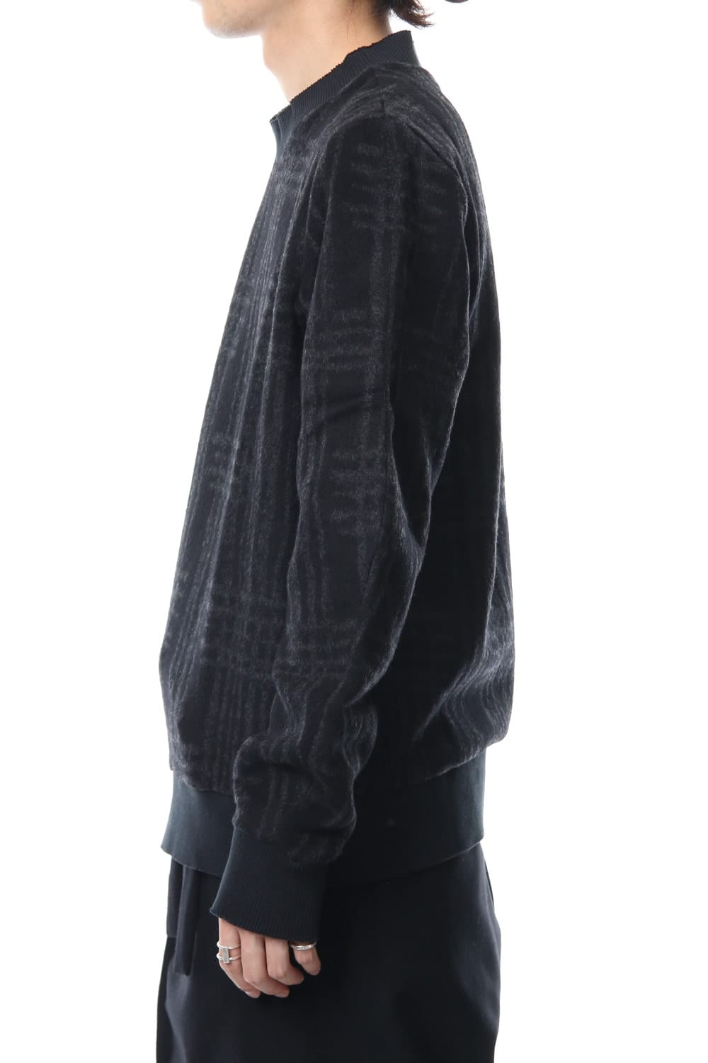 Pullover CT63 Grid Pattern Jaquard Wool Beaver Finished