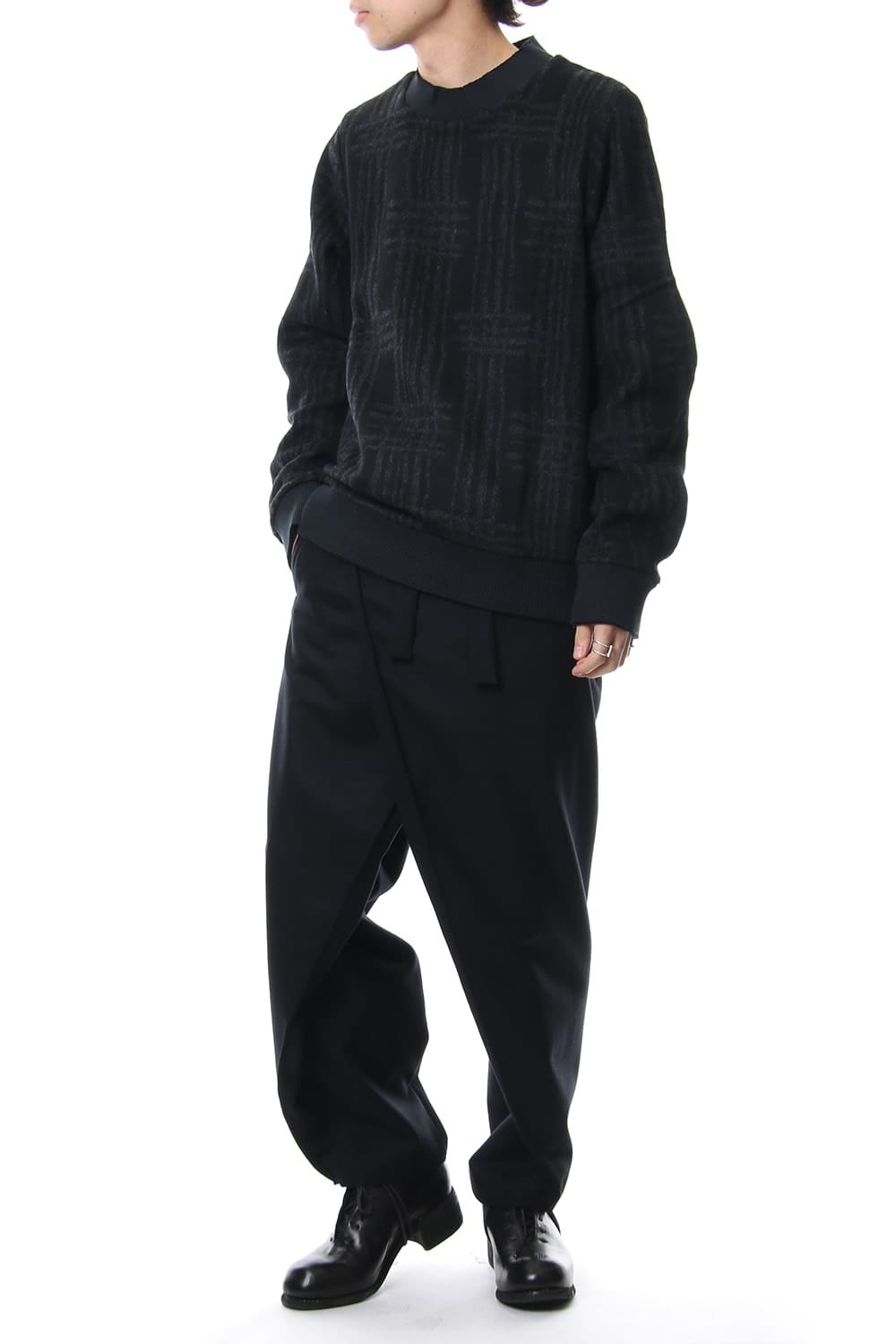 Pullover CT63 Grid Pattern Jaquard Wool Beaver Finished