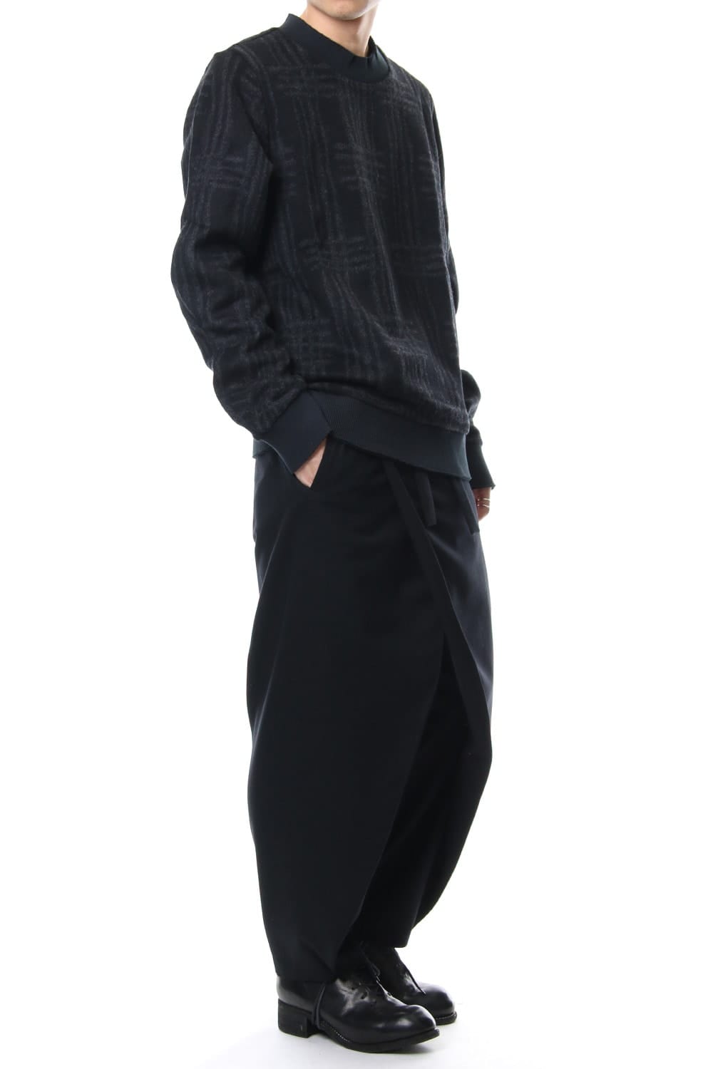 Pullover CT63 Grid Pattern Jaquard Wool Beaver Finished