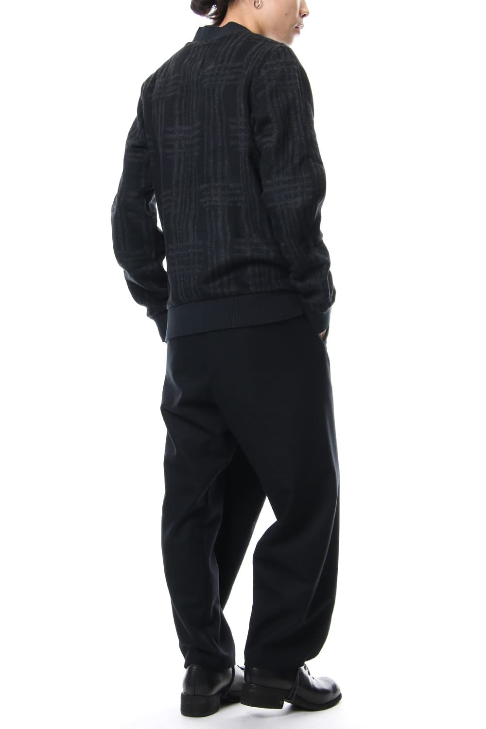 Pullover CT63 Grid Pattern Jaquard Wool Beaver Finished