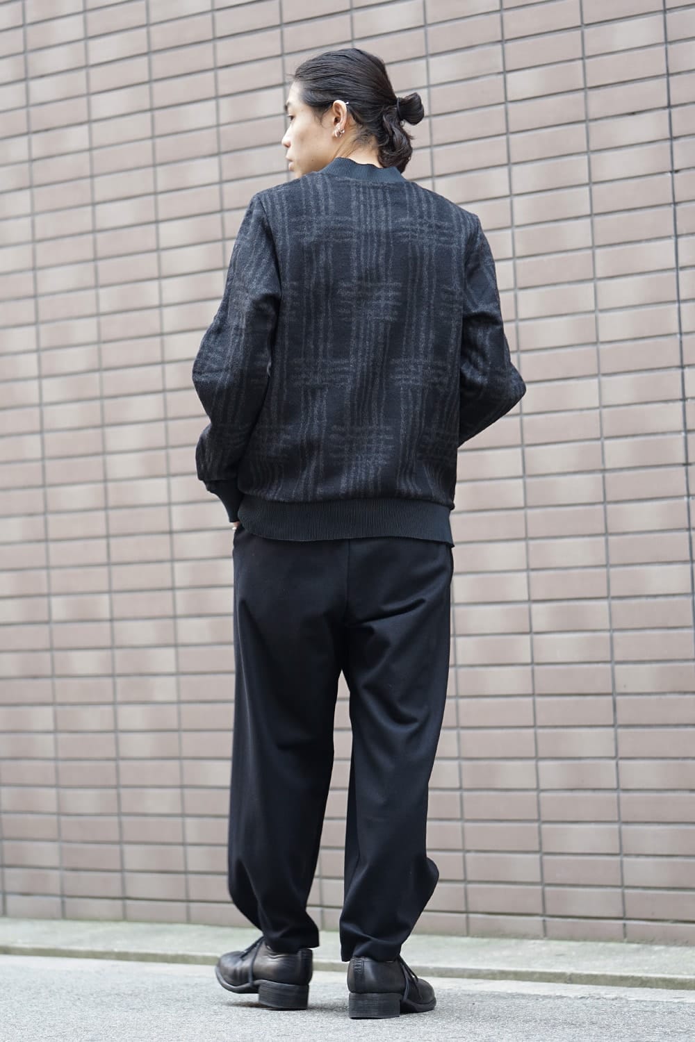 Pullover CT63 Grid Pattern Jaquard Wool Beaver Finished