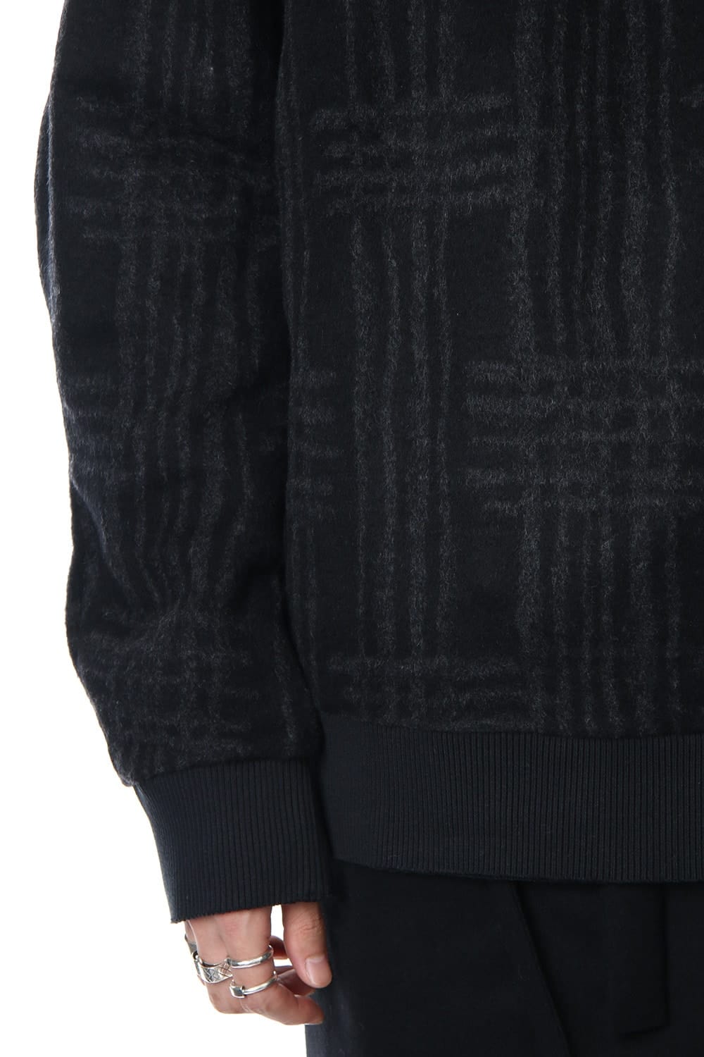 Pullover CT63 Grid Pattern Jaquard Wool Beaver Finished