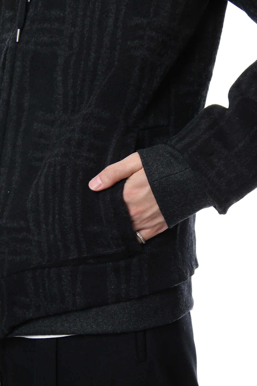 Pullover CT63 Grid Pattern Jaquard Wool Beaver Finished