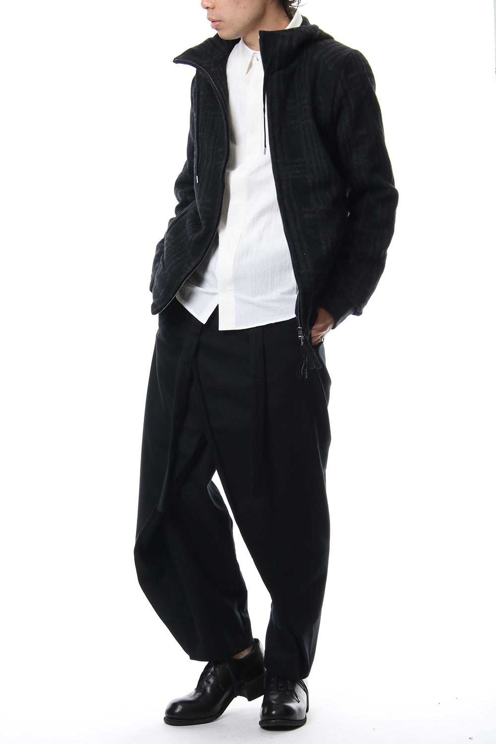 Pullover CT63 Grid Pattern Jaquard Wool Beaver Finished