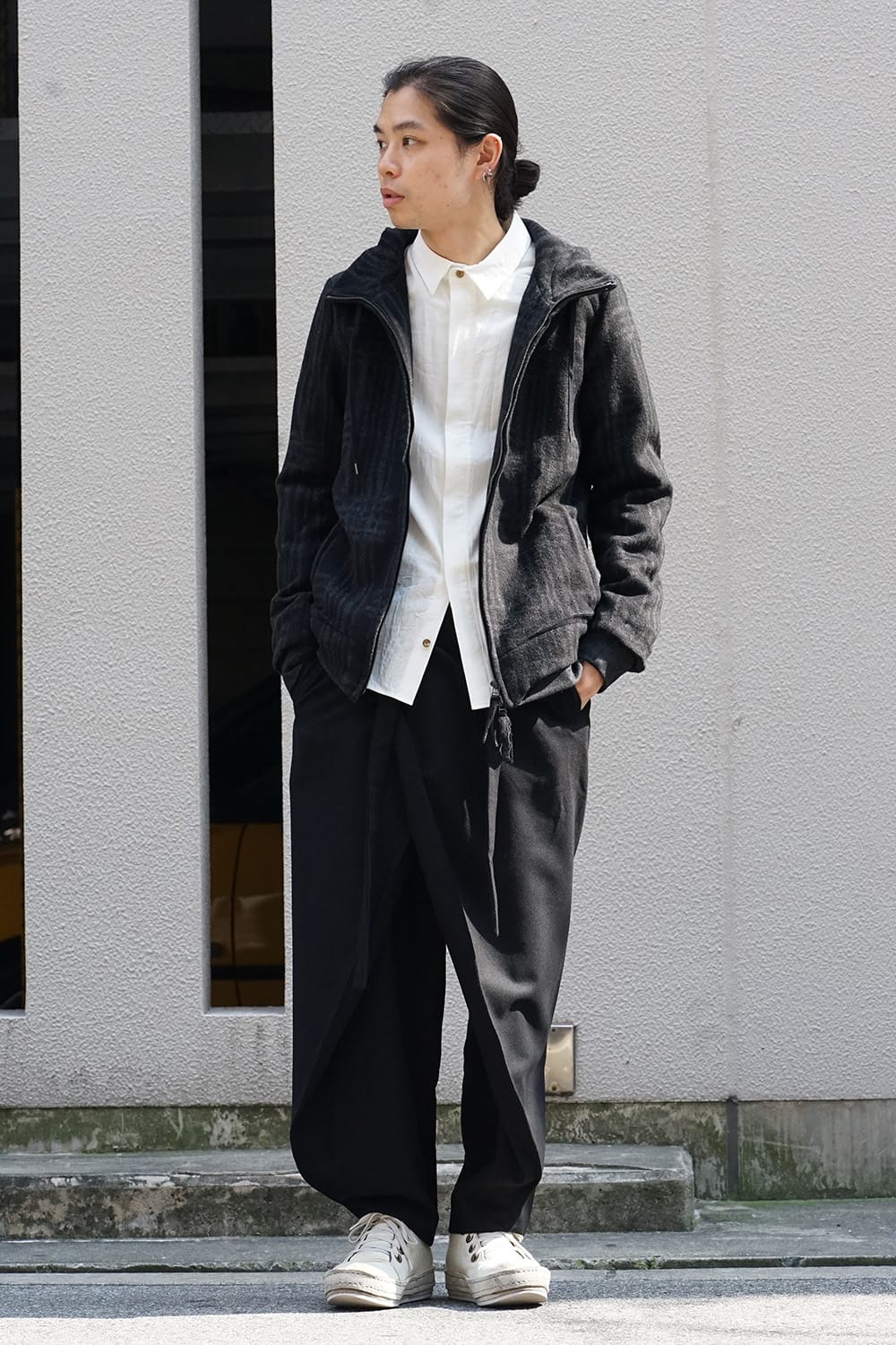 Pullover CT63 Grid Pattern Jaquard Wool Beaver Finished