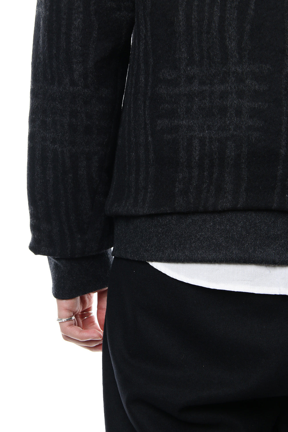 Pullover CT63 Grid Pattern Jaquard Wool Beaver Finished