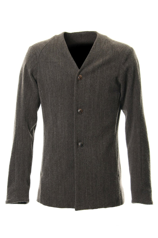 Jacket Wool / Cotton Raschel Knit Brown Gray