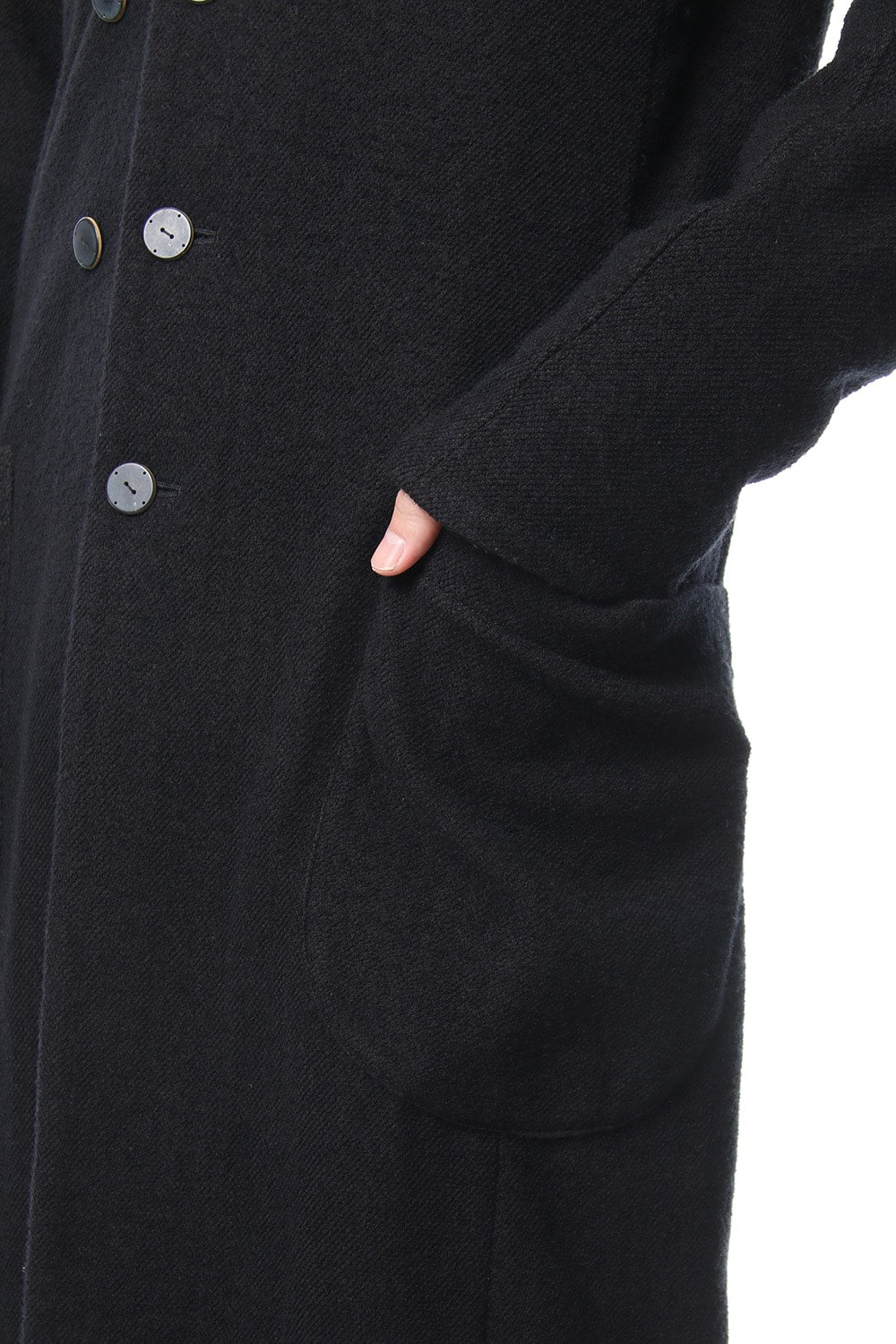 Coat Wool / Cotton Raschel Knit Blue Black