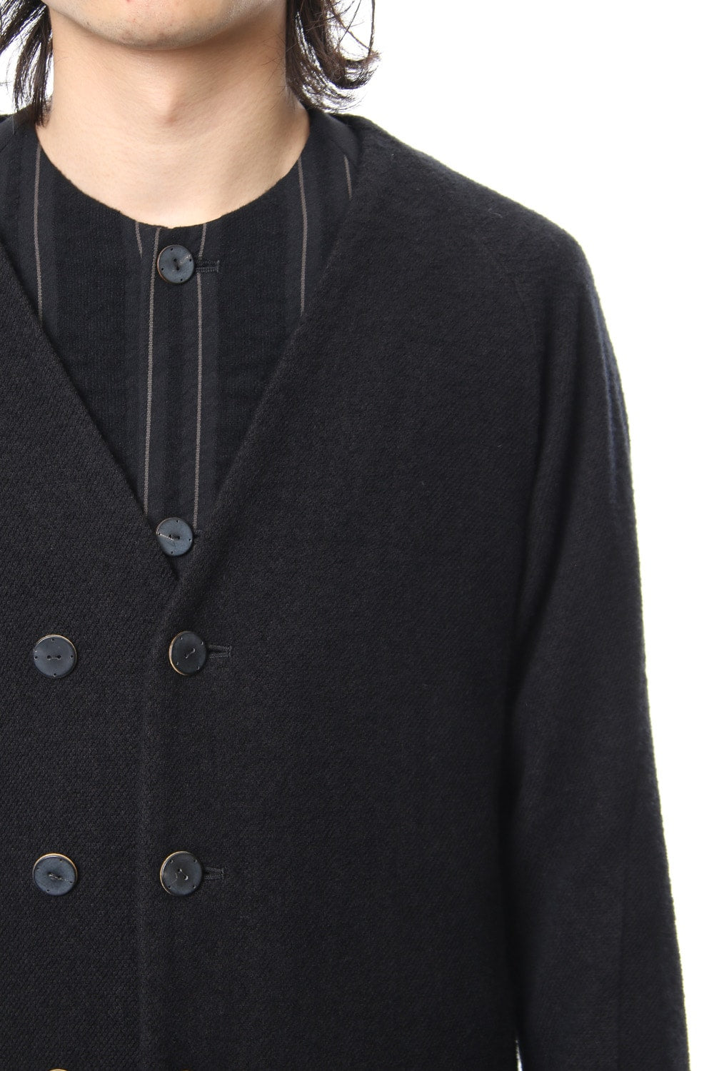 Coat Wool / Cotton Raschel Knit Blue Black