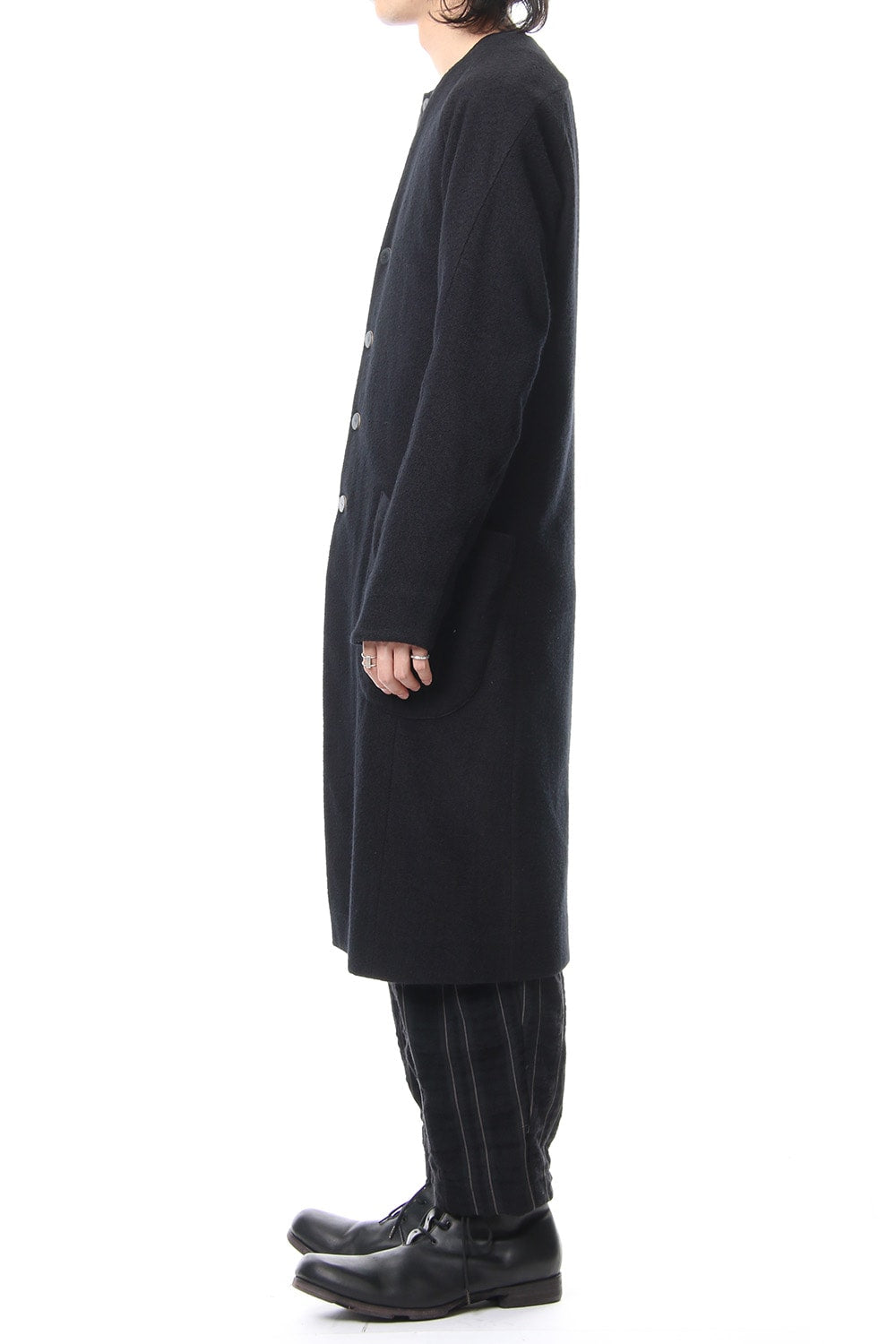 Coat Wool / Cotton Raschel Knit Blue Black