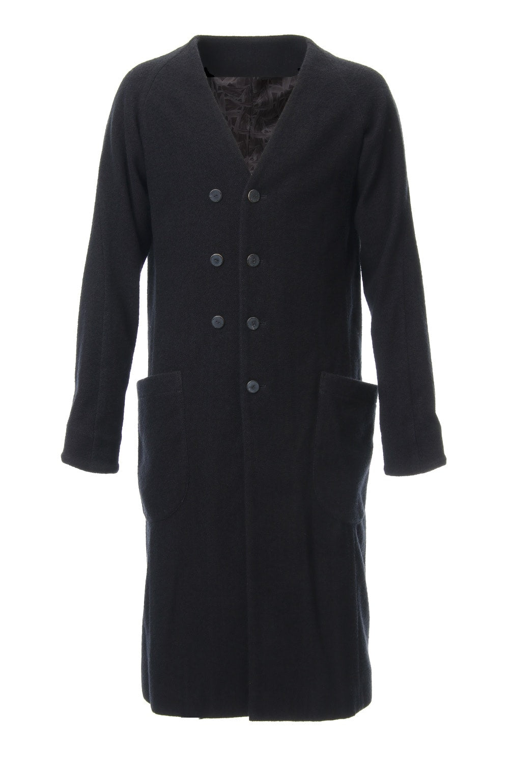 Coat Wool / Cotton Raschel Knit Blue Black