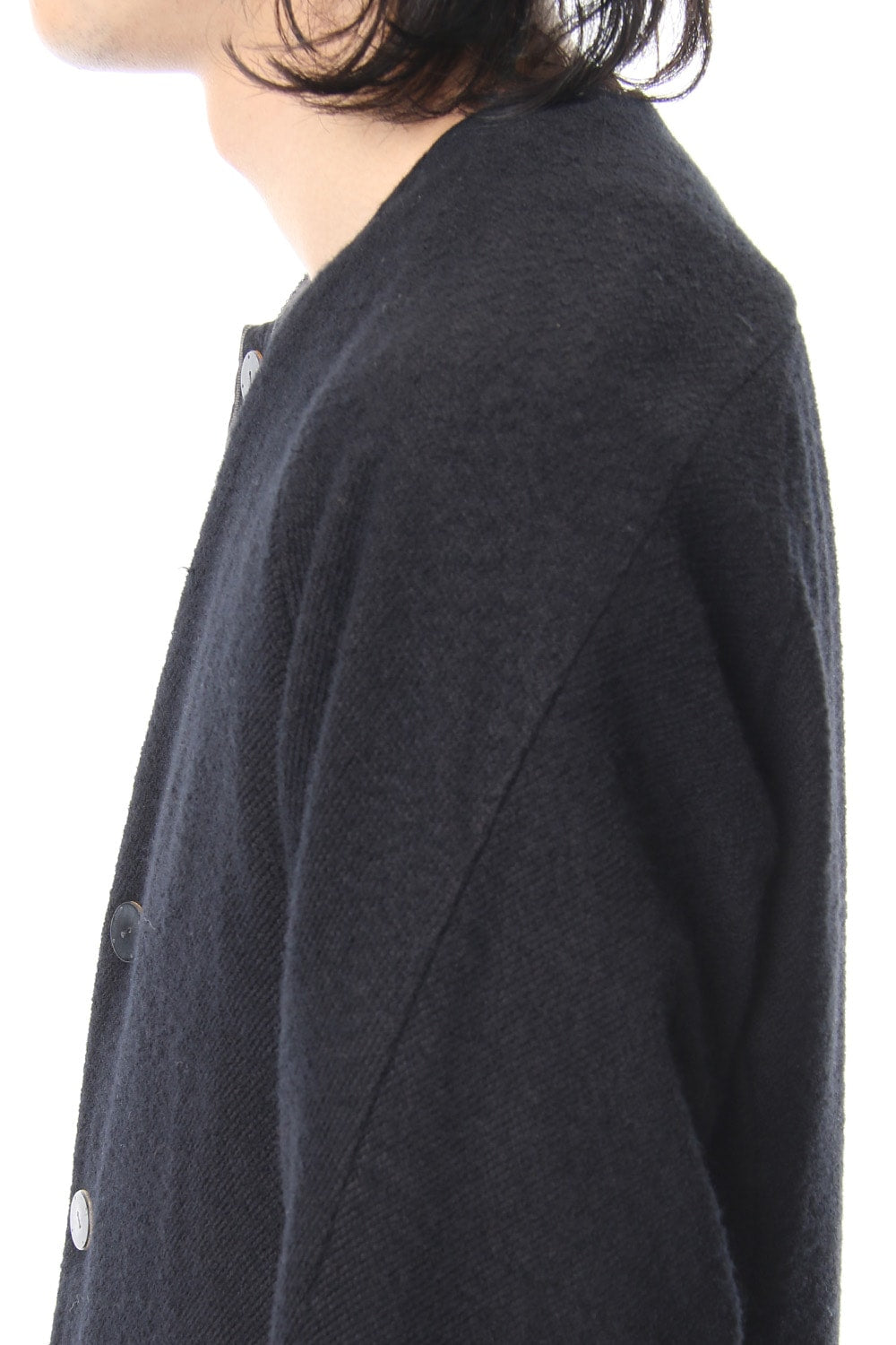 Coat Wool / Cotton Raschel Knit Blue Black