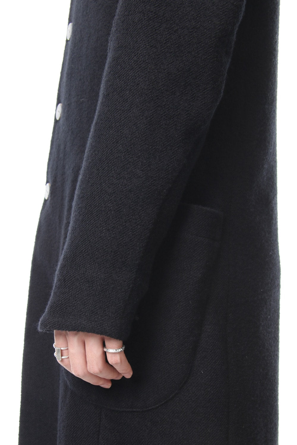 Coat Wool / Cotton Raschel Knit Blue Black