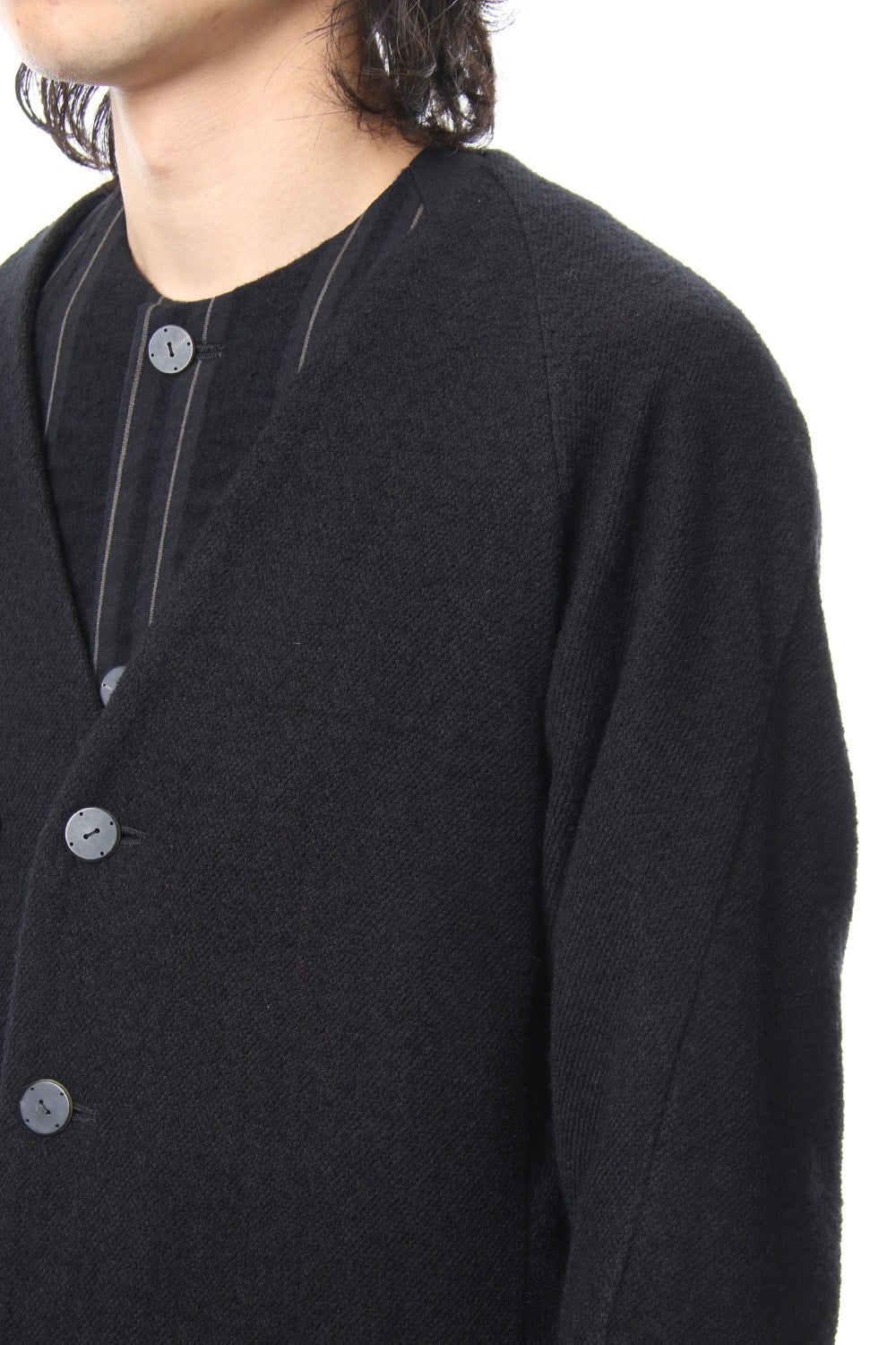 Coat Wool / Cotton Raschel Knit Blue Black