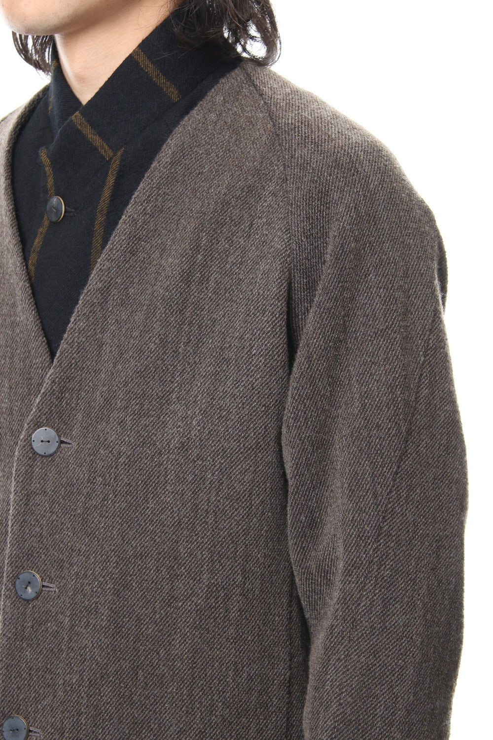 Coat Wool / Cotton Raschel Knit Brown Gray