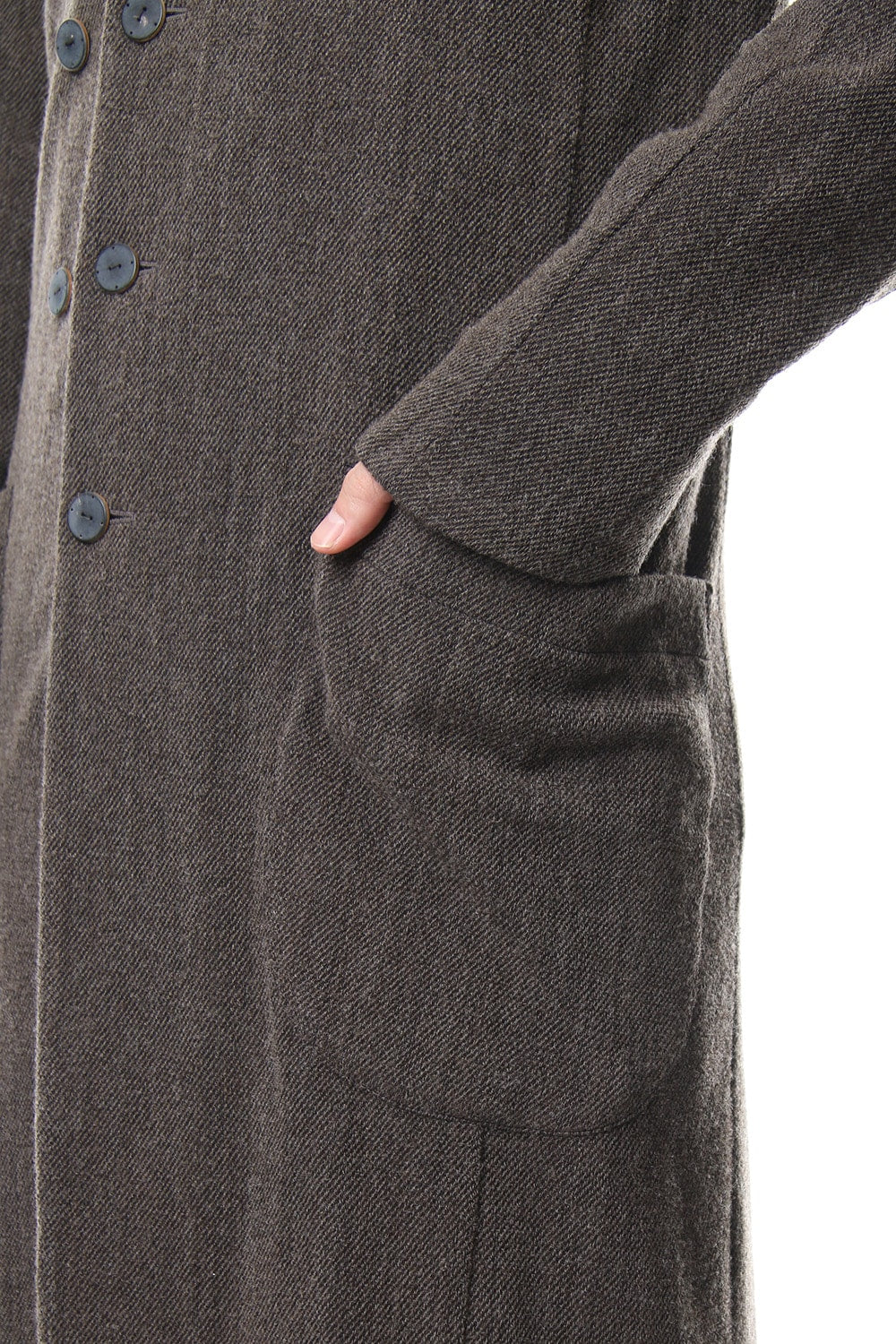 Coat Wool / Cotton Raschel Knit Brown Gray