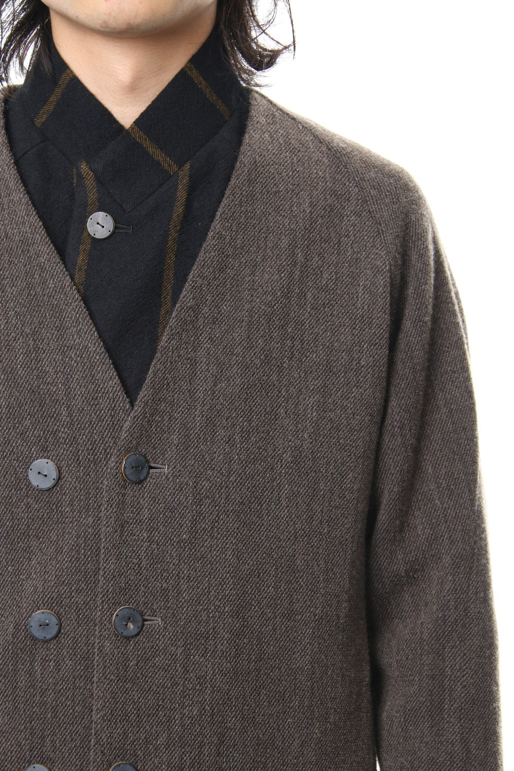 Coat Wool / Cotton Raschel Knit Brown Gray