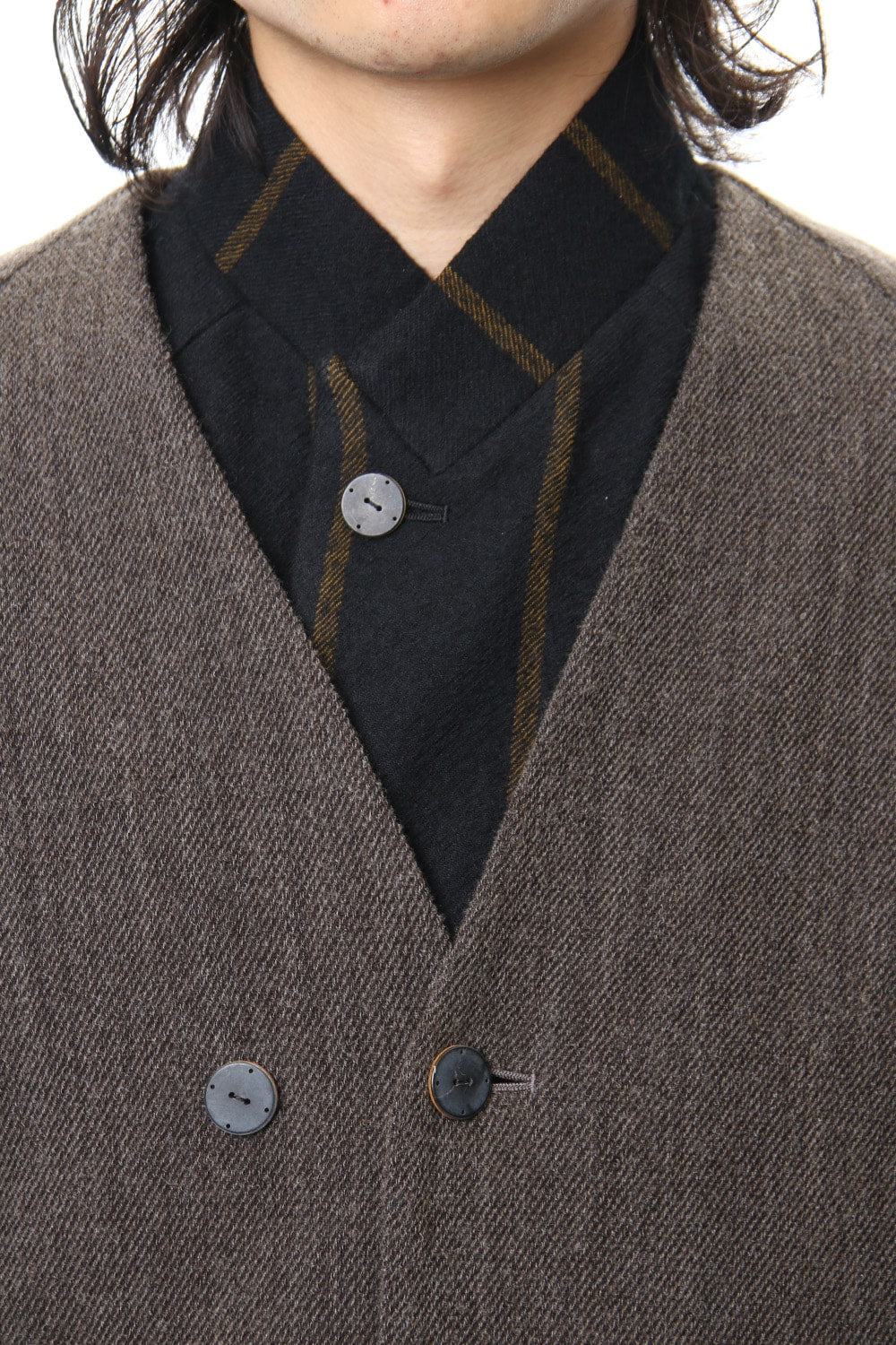 Coat Wool / Cotton Raschel Knit Brown Gray