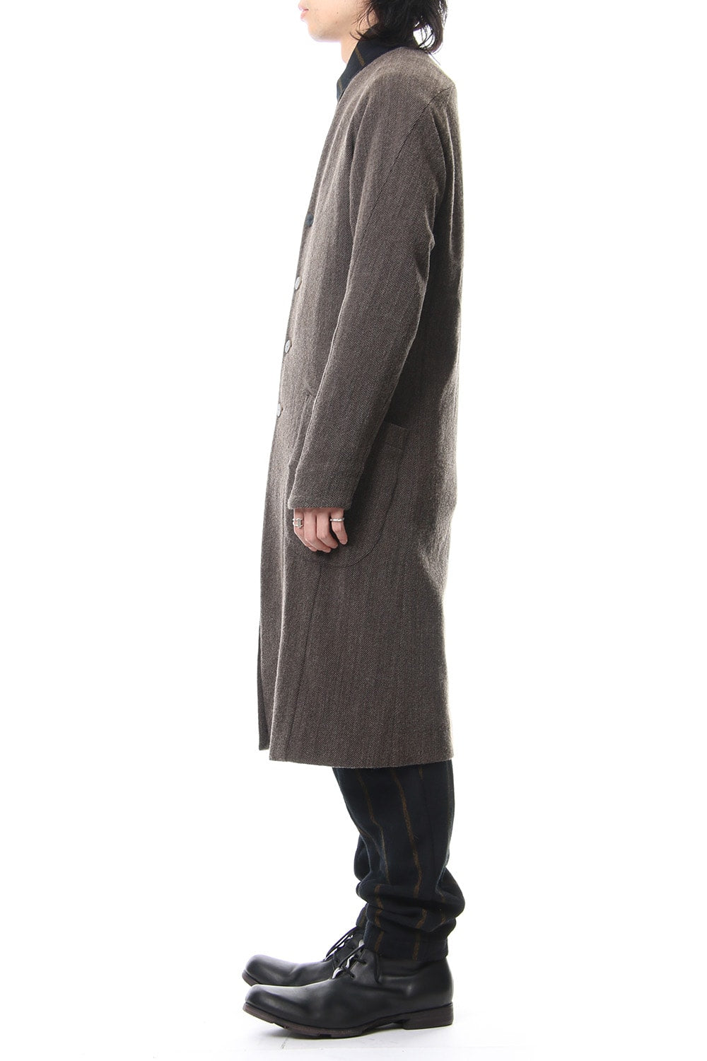 Coat Wool / Cotton Raschel Knit Brown Gray