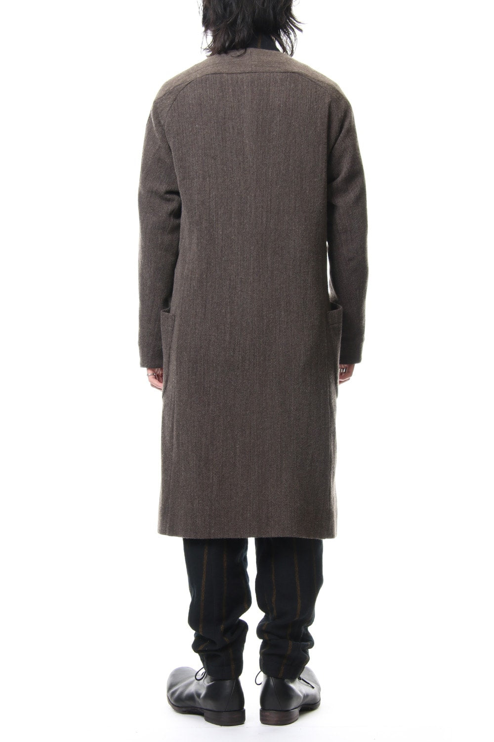 Coat Wool / Cotton Raschel Knit Brown Gray