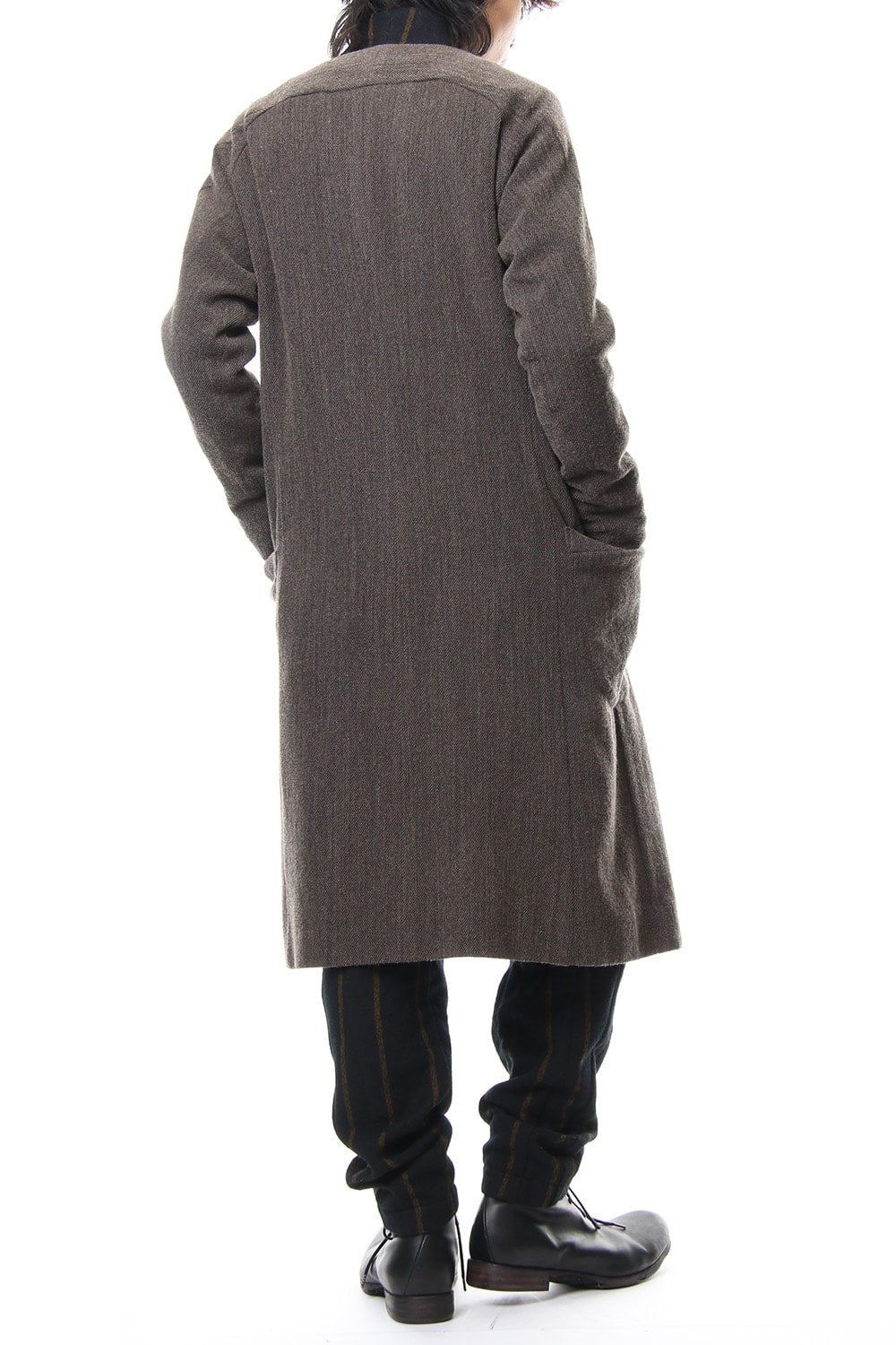 Coat Wool / Cotton Raschel Knit Brown Gray