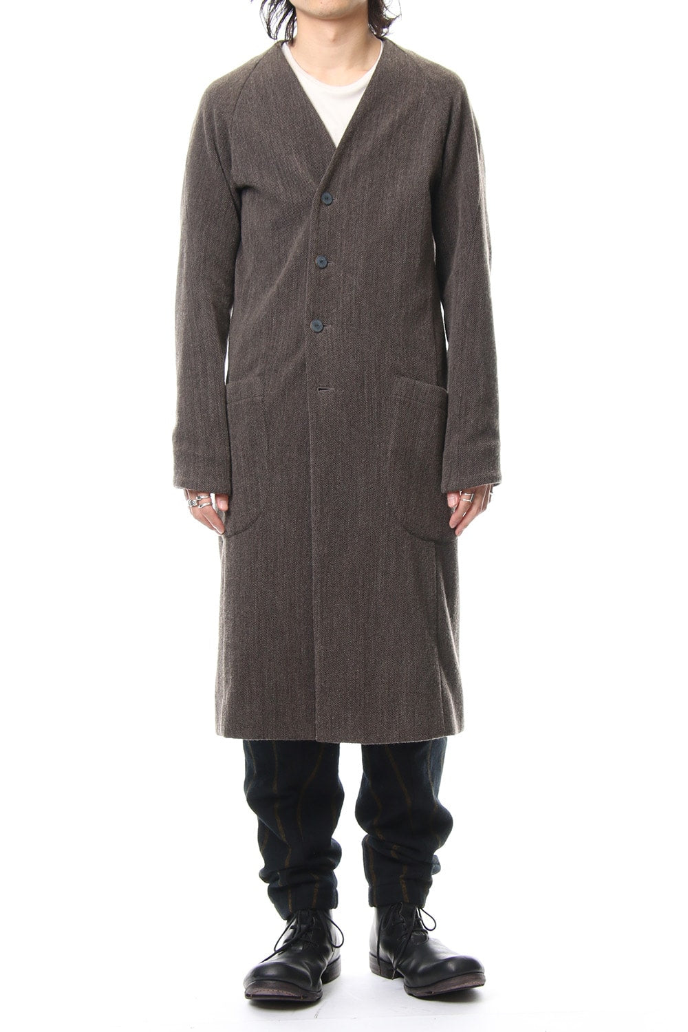 Coat Wool / Cotton Raschel Knit Brown Gray