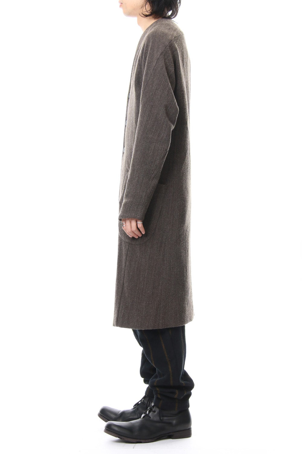 Coat Wool / Cotton Raschel Knit Brown Gray