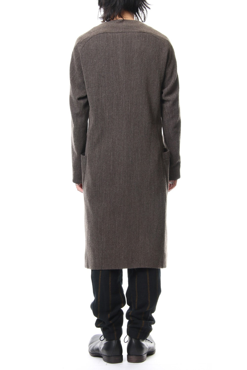 Coat Wool / Cotton Raschel Knit Brown Gray