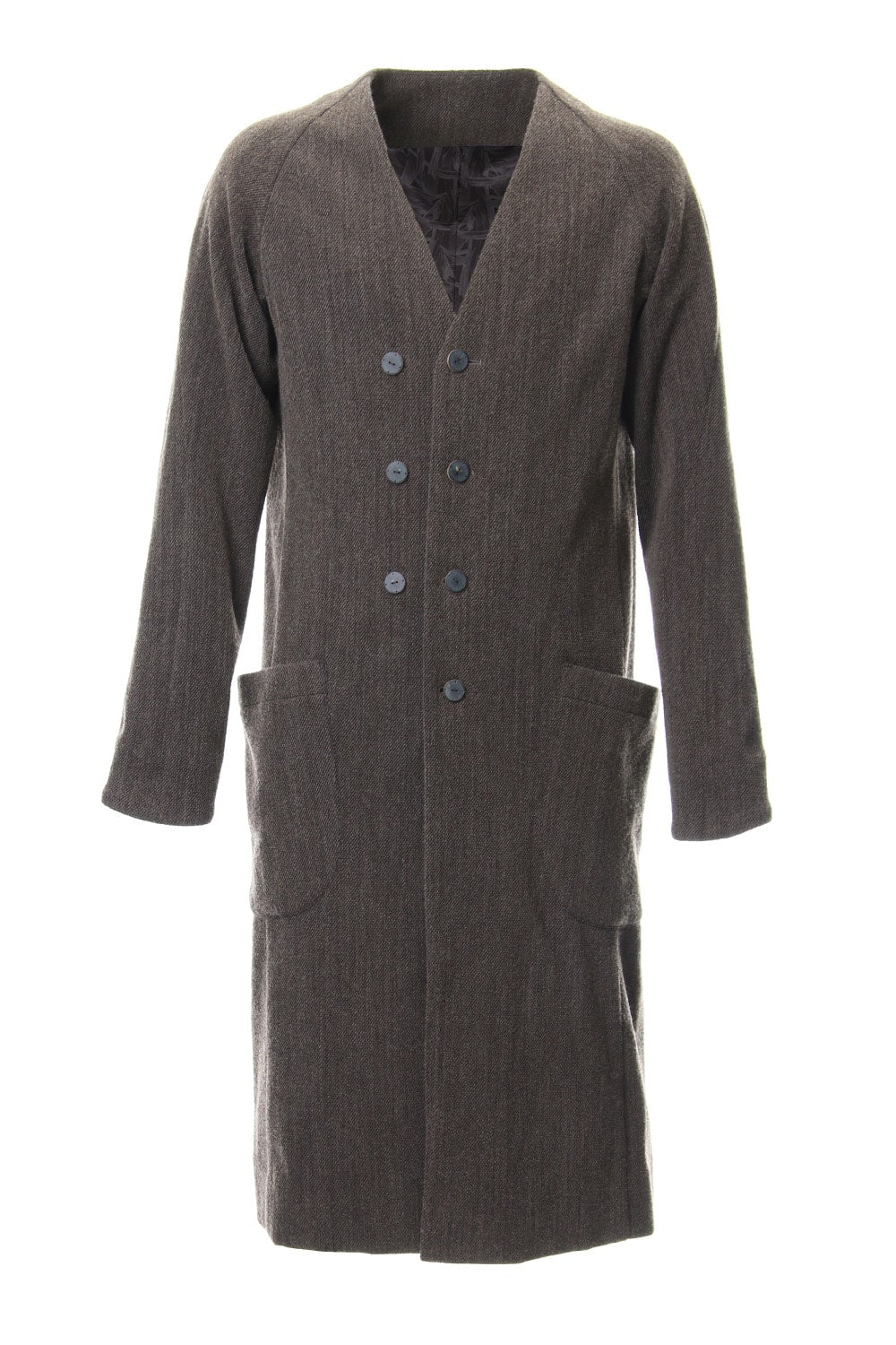 Coat Wool / Cotton Raschel Knit Brown Gray