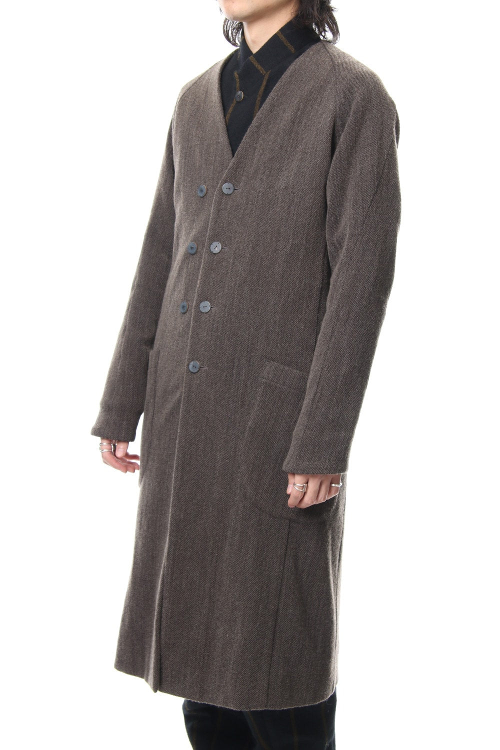 Coat Wool / Cotton Raschel Knit Brown Gray