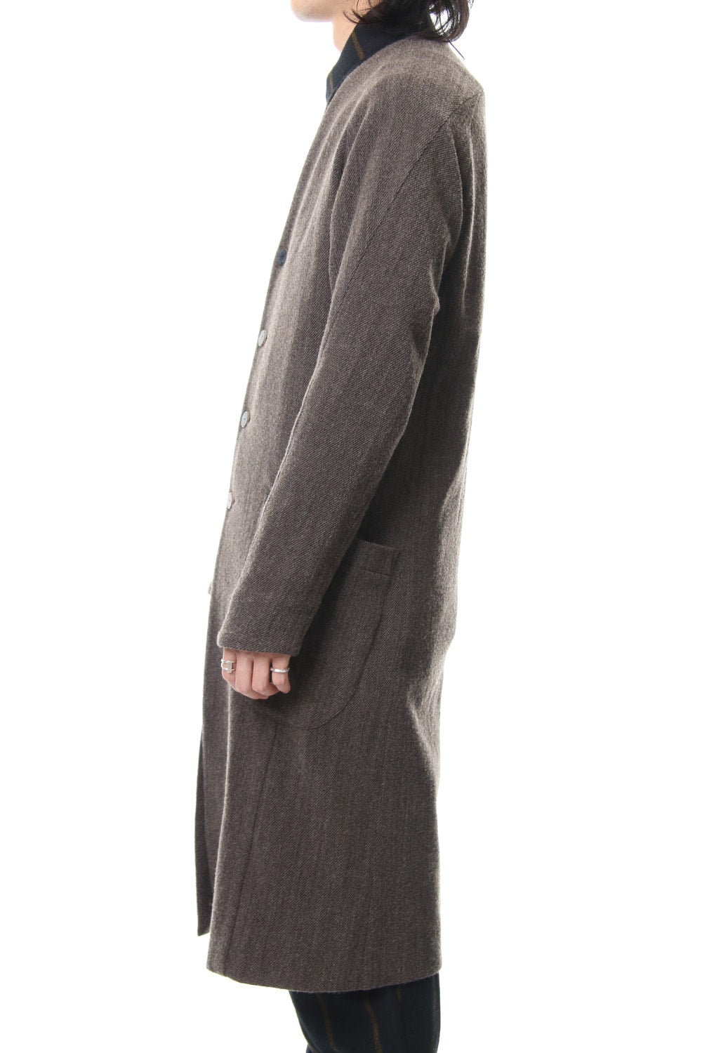 Coat Wool / Cotton Raschel Knit Brown Gray