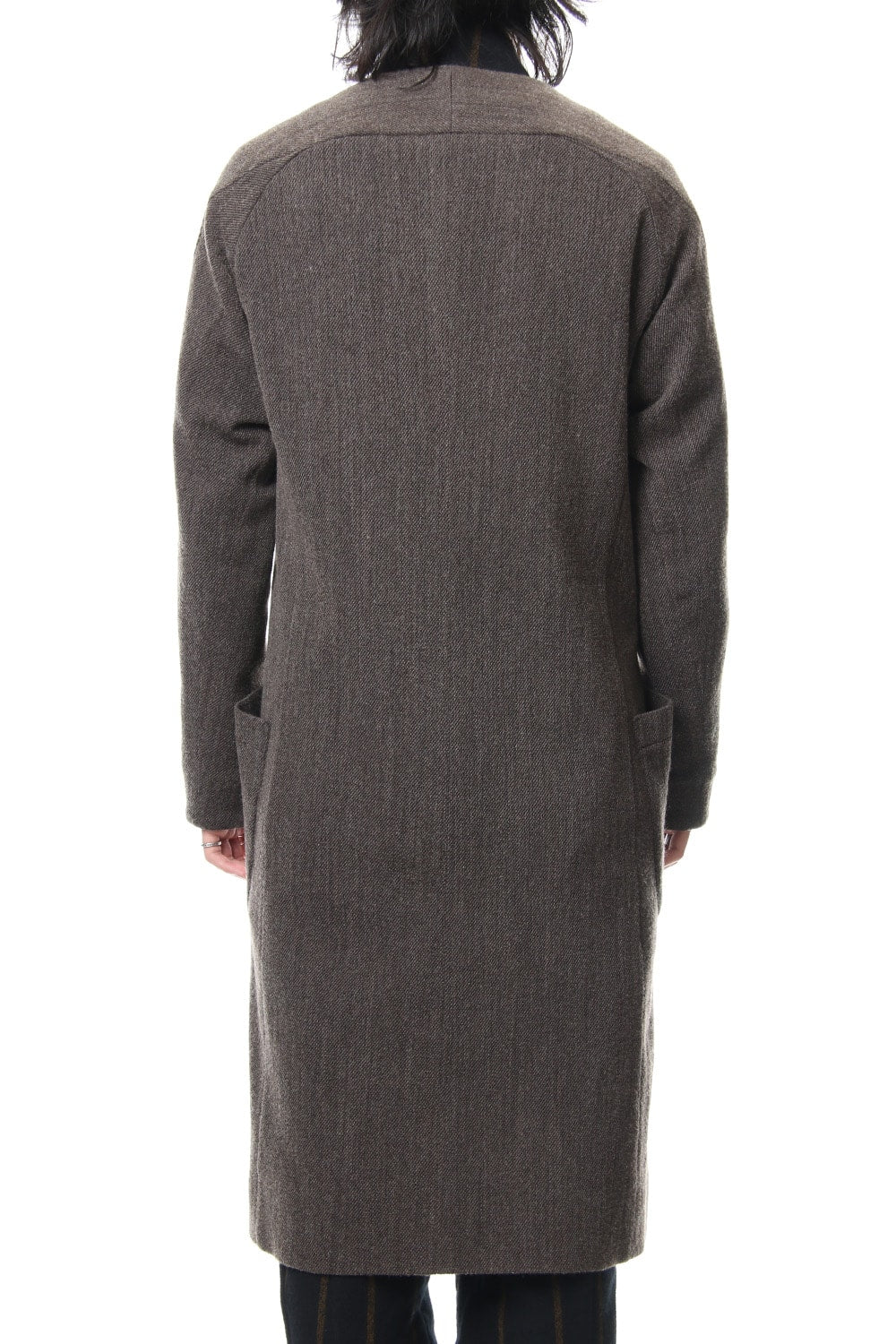 Coat Wool / Cotton Raschel Knit Brown Gray