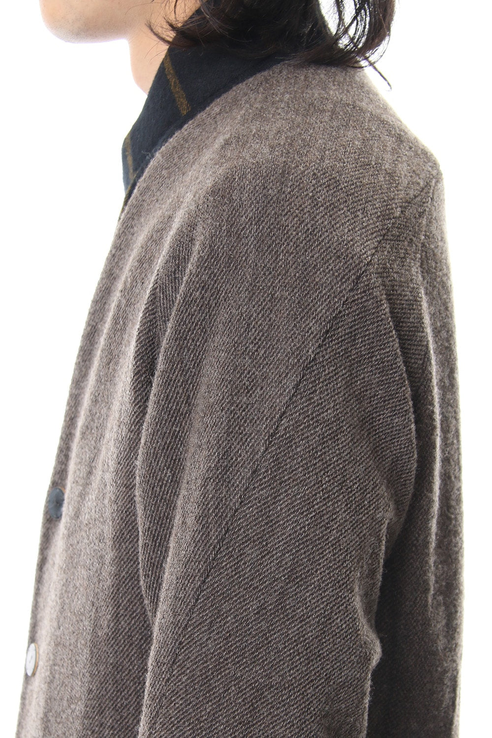 Coat Wool / Cotton Raschel Knit Brown Gray