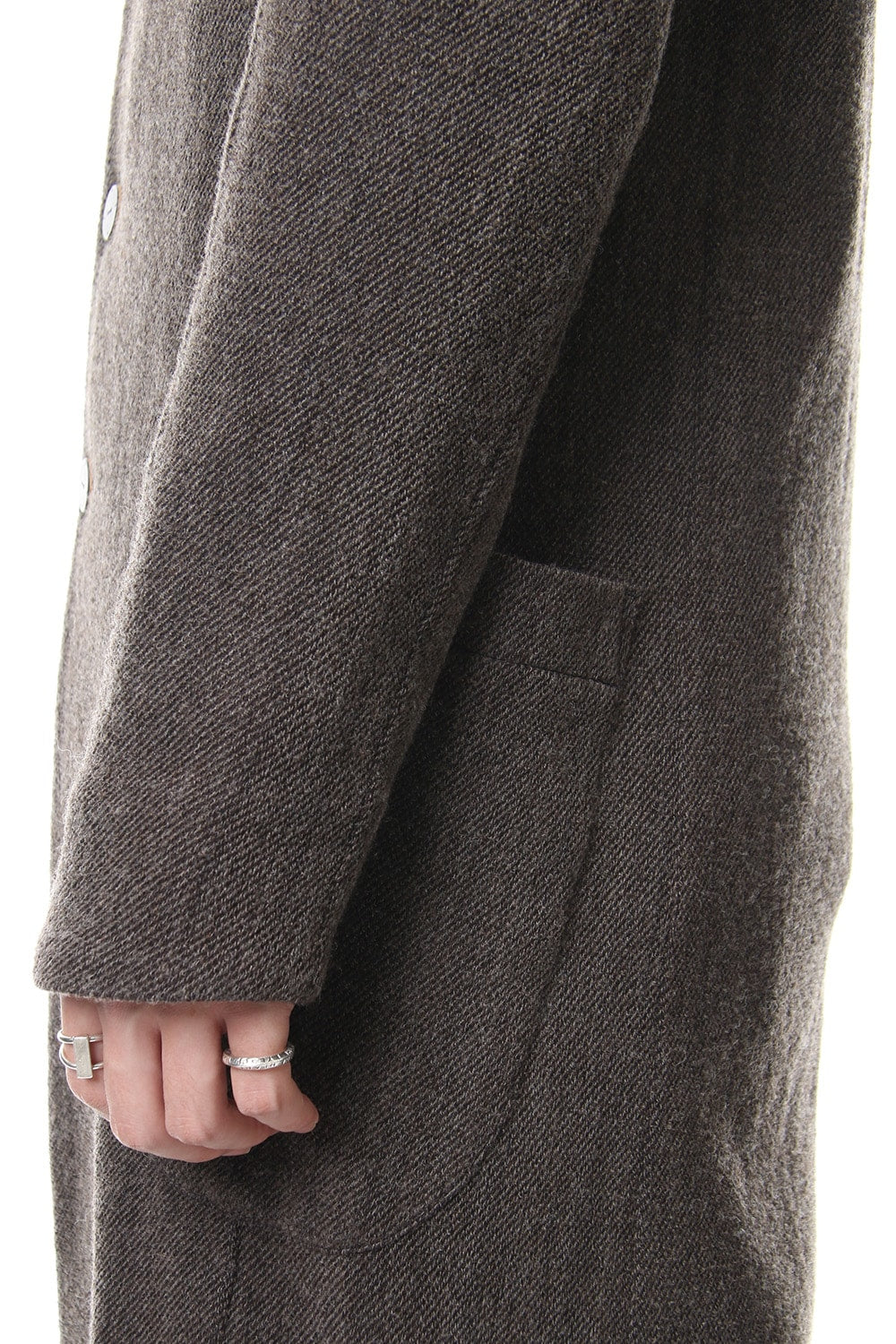 Coat Wool / Cotton Raschel Knit Brown Gray